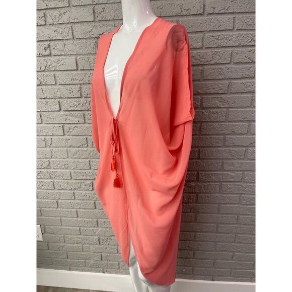 Lulu Chiffon Tie Front Cocoon Cover-Up Duster Size S/ M - Picture 6 of 8